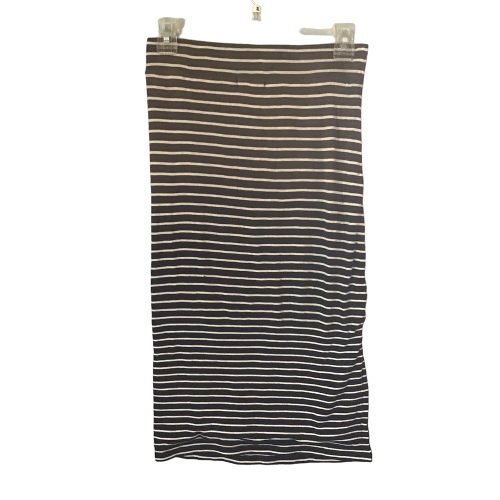 ATM Anthony Thomas Melillo XP Black Combo Dip Dye Slit Hem Striped Skirt